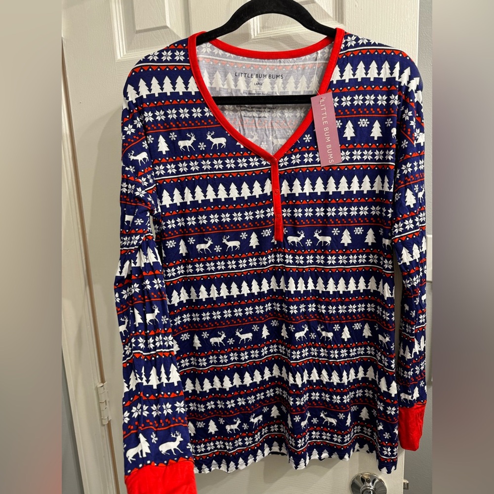 Little Blue House Women's Festive Pajama Top - Red and Blue
